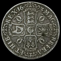 1673 Charles II Early Milled Silver Vicesimo Quinto Crown Reverse