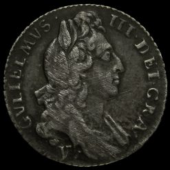1696 William III Early Milled Silver Sixpence Obverse