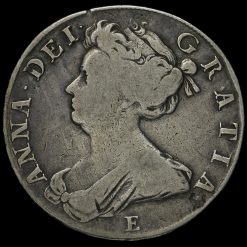 1708 E Queen Anne Early Milled Silver Half Crown Obverse