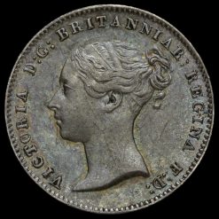 1845 Queen Victoria Young Head Silver Threepence Obverse