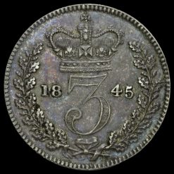 1845 Queen Victoria Young Head Silver Threepence Reverse