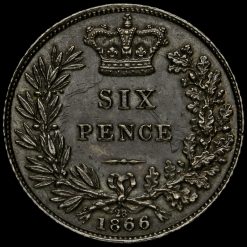 1866 Queen Victoria Young Head Silver Sixpence Reverse