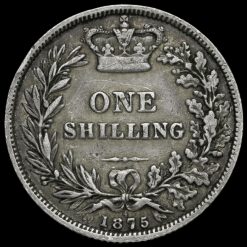 1875 Queen Victoria Young Head Silver Shilling, AVF - Image 2