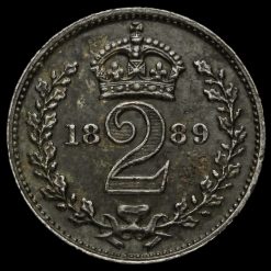 1889 Queen Victoria Jubilee Head Silver Maundy Twopence Reverse