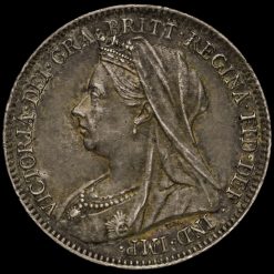 1900 Queen Victoria Veiled Head Silver Sixpence Obverse