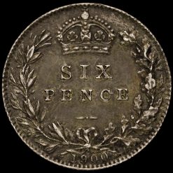 1900 Queen Victoria Veiled Head Silver Sixpence Reverse
