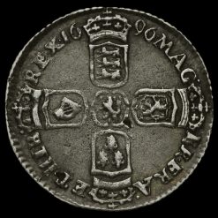 1696 William III Early Milled Silver Sixpence Reverse