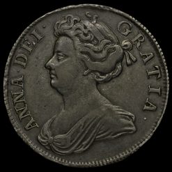 1707 Queen Anne Early Milled Silver Half Crown Obverse