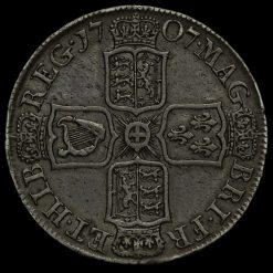 1707 Queen Anne Early Milled Silver Half Crown Reverse
