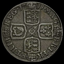 1711 Queen Anne Early Milled Silver Shilling Reverse