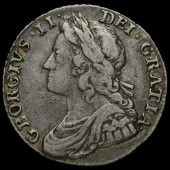 1734 George II Early Milled Silver Shilling Obverse