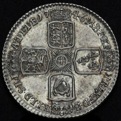 1746 George II Early Milled Silver Lima Sixpence Reverse