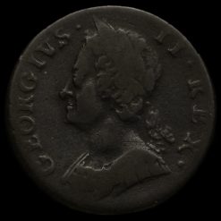 1747 George II Early Milled Copper Halfpenny Obverse