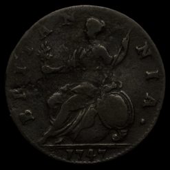 1747 George II Early Milled Copper Halfpenny Reverse