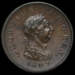 1807 George III Early Milled Copper Penny Obverse