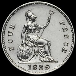 1838 Queen Victoria Young Head Silver Fourpence / Groat Reverse