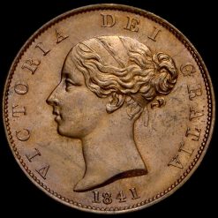 1841 Queen Victoria Young Head Copper Halfpenny Obverse