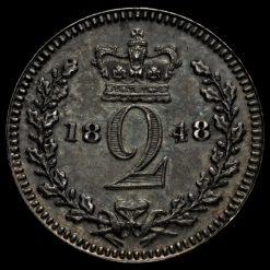 1848 Queen Victoria Young Head Silver Maundy Twopence Reverse