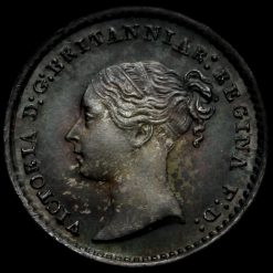 1865 Queen Victoria Young Head Silver Maundy Penny Obverse