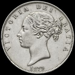 1879 Queen Victoria Young Head Silver Half Crown Obverse