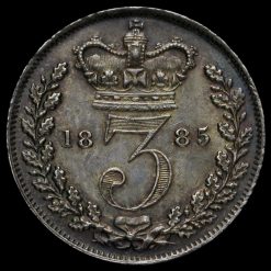 1885 Queen Victoria Young Head Silver Threepence Reverse