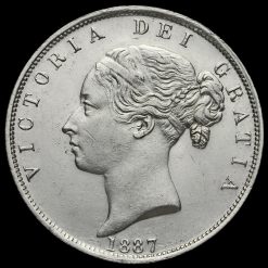 1887 Queen Victoria Young Head Silver Half Crown Obverse