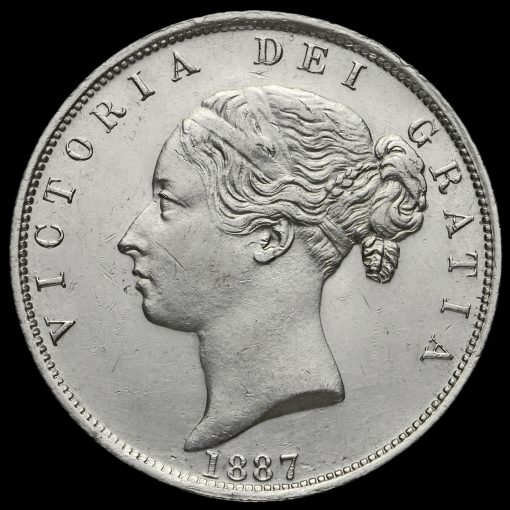 1887 Queen Victoria Young Head Silver Half Crown Obverse