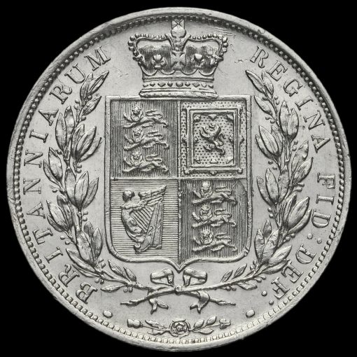 1887 Queen Victoria Young Head Silver Half Crown Reverse