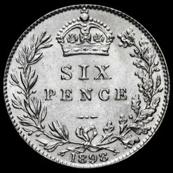 1898 Queen Victoria Veiled Head Silver Sixpence Reverse