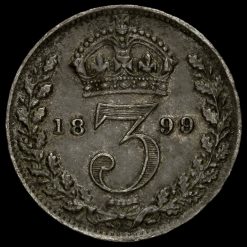 1899 Queen Victoria Veiled Head Silver Threepence Reverse
