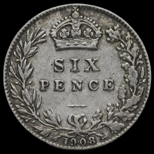1908 Edward VII Silver Sixpence Reverse