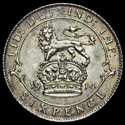 1914 George V Silver Sixpence Reverse