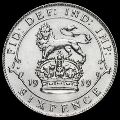 1919 George V Silver Sixpence Reverse