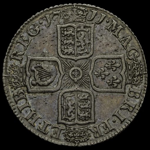 1711 Queen Anne Early Milled Silver Shilling Reverse