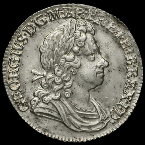 1723 George I Early Milled Silver SSC Shilling Obverse