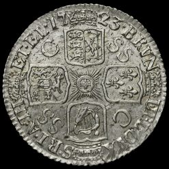 1723 George I Early Milled Silver SSC Shilling Reverse