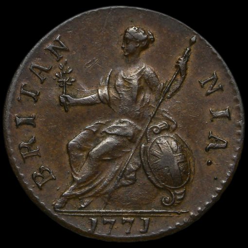 1771 George III Early Milled Copper Halfpenny Reverse