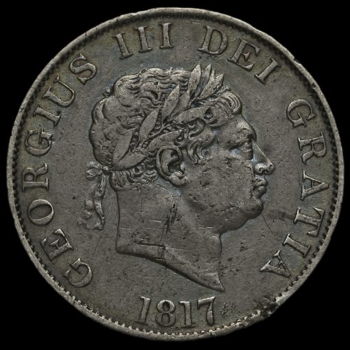 1817 George III Milled Silver Half Crown Obverse