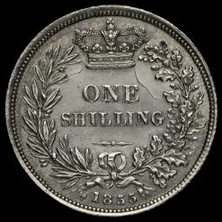 1855 Queen Victoria Young Head Silver Shilling Reverse