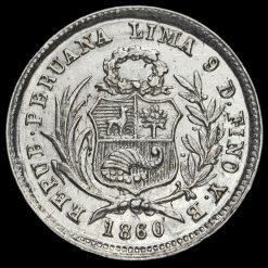 Peru 1860 Silver 1/2 Real Obverse