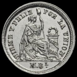 Peru 1860 Silver 1/2 Real Reverse