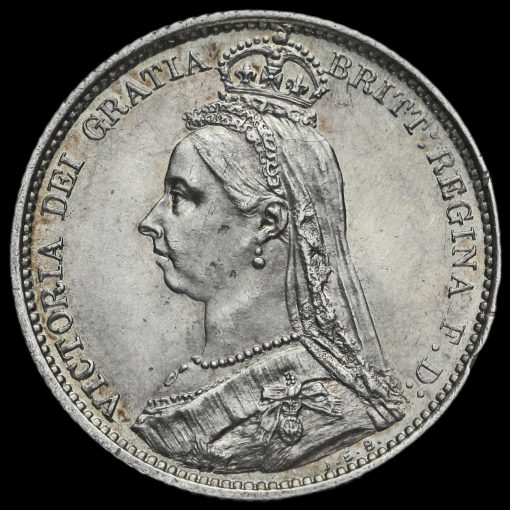 1888 Queen Victoria Jubilee Head Silver Sixpence Obverse