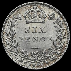 1888 Queen Victoria Jubilee Head Silver Sixpence Reverse