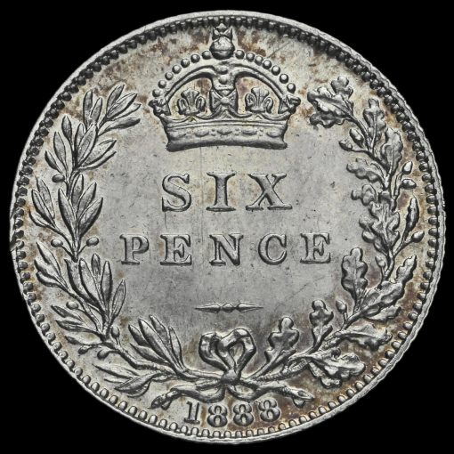 1888 Queen Victoria Jubilee Head Silver Sixpence Reverse