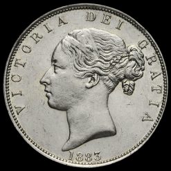 1883 Queen Victoria Young Head Silver Half Crown Obverse