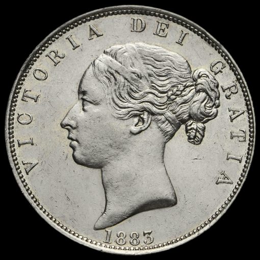 1883 Queen Victoria Young Head Silver Half Crown Obverse