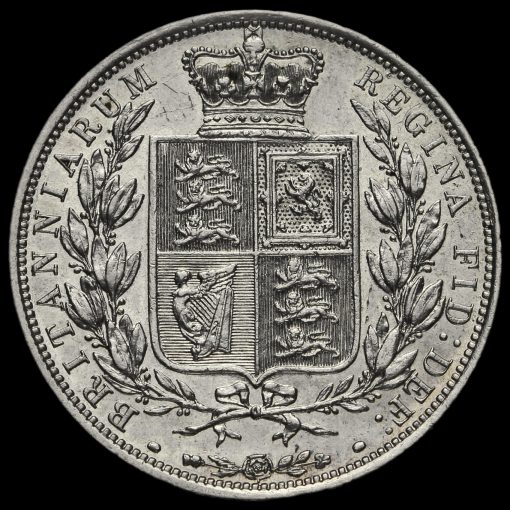 1883 Queen Victoria Young Head Silver Half Crown Reverse