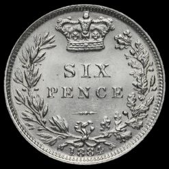 1884 Queen Victoria Young Head Silver Sixpence Reverse