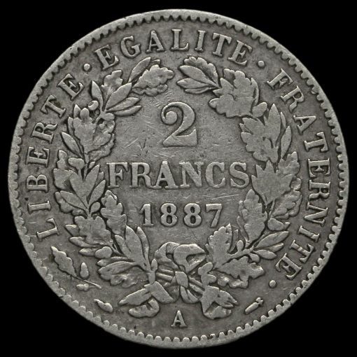 France 1887 Silver 2 Francs Reverse