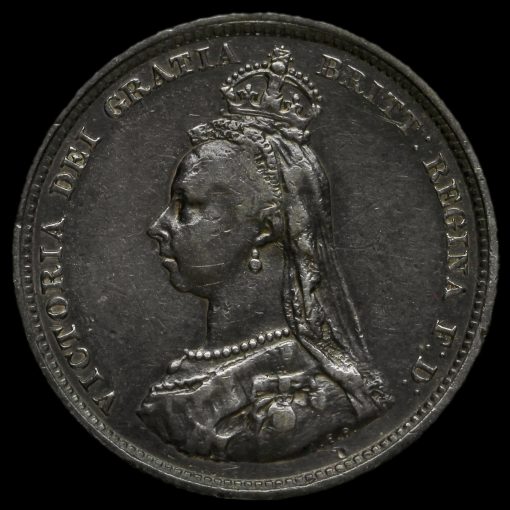 1888 Queen Victoria Jubilee Head Silver Shilling Obverse